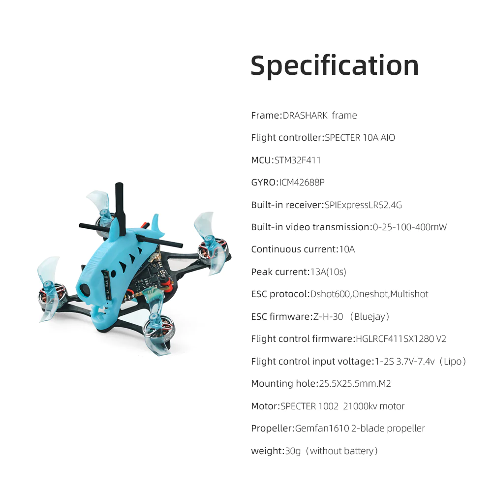 HGLRC Drashark 1.6 inch Nano Toothpick FPV Drone The FPV Store