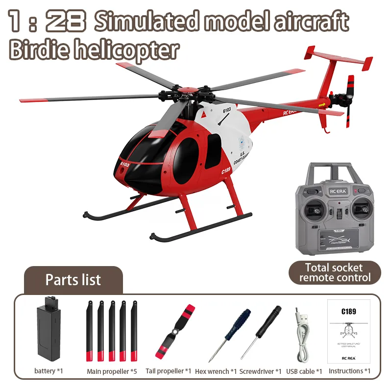 RC ERA C189 MD500 Bird 1:28 Gyro Stabilization RC Helicopter -RTF